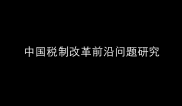 杨志勇：中国税制改革前沿问题研究（上）